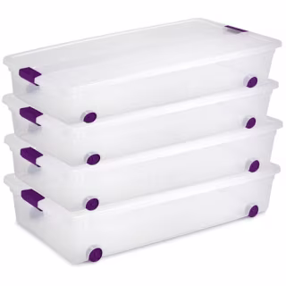 Sterilite 60-Quart ClearView Latch Wheeled Underbed Box
