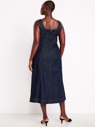 Old Navy Fit & Flare Sleeveless Denim Midi Dress
