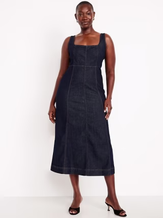 Old Navy Fit & Flare Sleeveless Denim Midi Dress