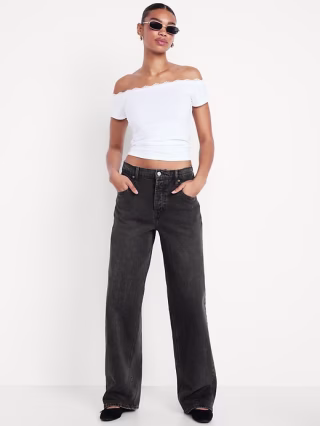 Old Navy Mid-Rise Slouchy Wide-Leg Jeans