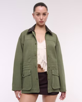 Abercrombie & Fitch Cinched Waist Workwear Jacket