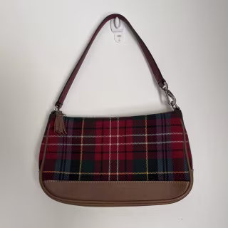 eBay Coach Y2K Tartan Wool Scottish Plaid Leather Demi Shoulder Bag