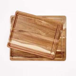 Figmint Reversible Wood Charcuterie & Kitchen Boards with Juice Canal (2 Piece)