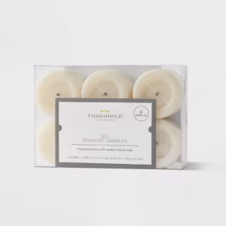 Threshold LED Tealight Flameless Black Wick Battery Operated Candles (Set of 6)