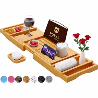 Royal Craft Wood Expandable Bamboo Bathtub Tray Caddy