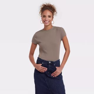 Slim Fit Short Sleeve Ribbed T-Shirt