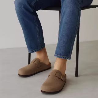 Cushionaire Men's Clogs with Arch Support and Cork Suede Footbed 