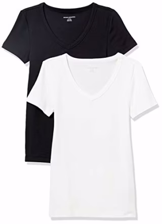 Amazon Essentials Women's V-Neck T-Shirt (Pack of 2)