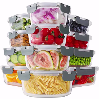 HOMBERKING 24px Glass Food Storage Containers with Lids