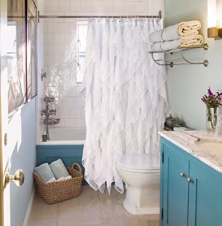 Reisen White Ruffle Shower Curtain