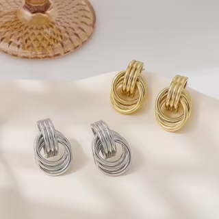 Sherlove Chunky Gold Plated Knot Earrings