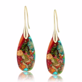 Sriomu Natural Healing Stone Dangle Drop Earrings