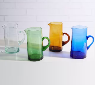 Pottery Barn Moroccan Handcrafted Recycled Glass Pitcher