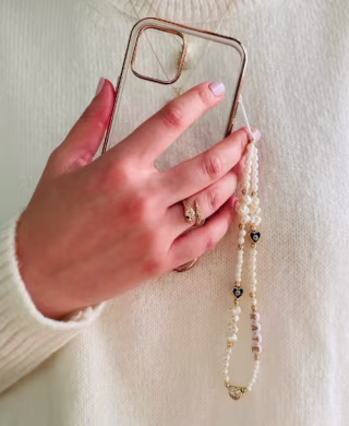 MiraJewelryCo Customizable Pearl Beaded Phone Charm