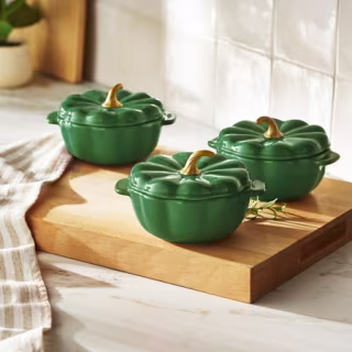 The Pioneer Woman Ceramic Pumpkin 2 Cup Mini Cocottes with Lids (Set of 3)