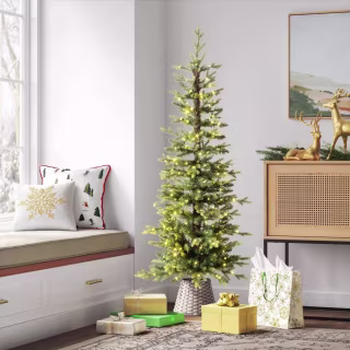 Wondershop Pre-Lit Potted Slim Balsam Artificial Christmas Tree (5 Foot)