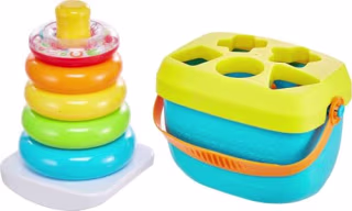 Fisher-Price Baby’s First Blocks (10 Shapes) and Rock-a-Stack Ring