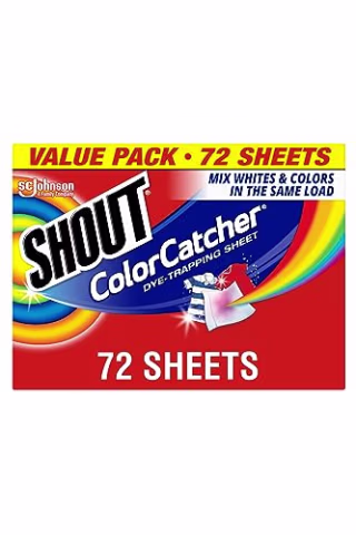 Shout Color Catchers for Laundry, Allow Mixed Washes, Prevents Color Runs and Maintains Original Clothing, 72 Count