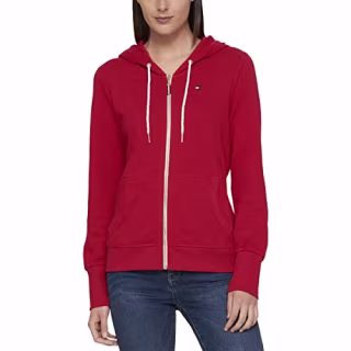 Tommy Hilfiger Flag Zip Hoodie Scarlet