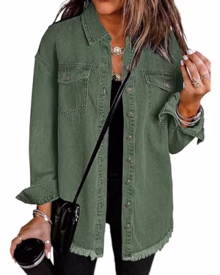 Vetinee Women's Oversized Denim Jacket