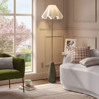 Threshold Wavy Shade Collection with Ceramic Base Floor Lamp
