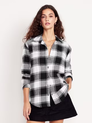 Plaid Flannel Buttondown Boyfriend Shirt