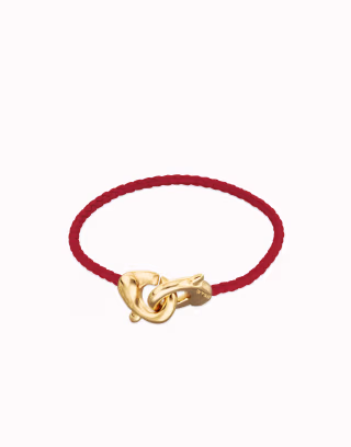 Unode50 Red Leather Bracelet with Interlocking Carabiner