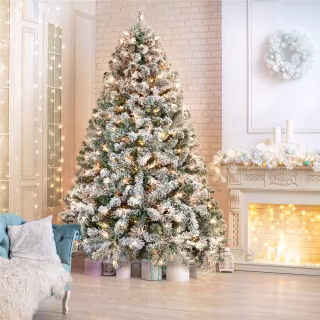 The Holiday Aisle Leiliany Pre-lit Flocked Artificial Christmas Tree
