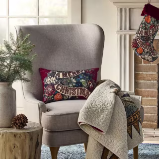 John Derian for Target "Merry Christmas" Floral Pillow