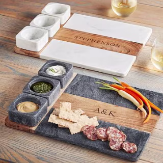 Mark & Graham Wood and Marble Appetizer Serving Platter