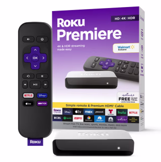 Roku Premiere 4K/HDR Streaming Media Player Wi-Fi Enabled with Premium High Speed HDMI Cable and Simple Remote