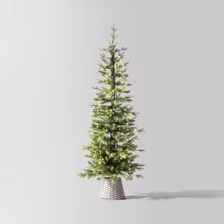 Wondershop Pre-Lit Potted Slim Balsam Artificial Christmas Tree (5 Foot)