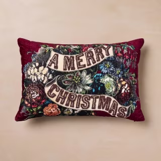 John Derian for Target "Merry Christmas" Floral Pillow