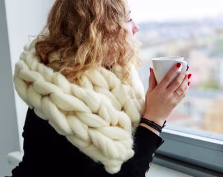 Arm Knitted Merino Wool Chunky Scarf