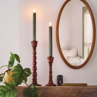 Hearth & Hand with Magnolia Ribbed Flameless Taper Candles (6 Pack)