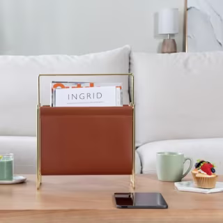 Modern Caramel Leatherette Magazine Holder