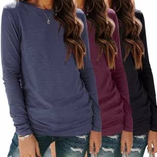 Sunbs Women's Loose Fit Long Sleeve Shirts (Pack of 3)