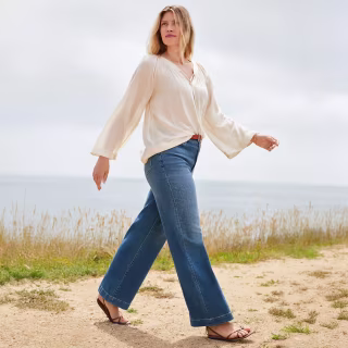 Lands' End Plus Size High Rise Wide Leg Denim Jeans