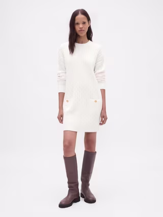 GAP CashSoft Cable-Knit Mini Sweater Dress