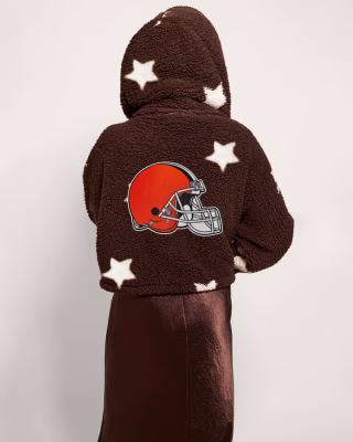 By Jill Martin Cleveland Browns Cropped Sherpa Lounger Jacket