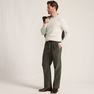 Lands' End Men's Corduroy Comfort Waist Classic Fit Pleated Front Pant