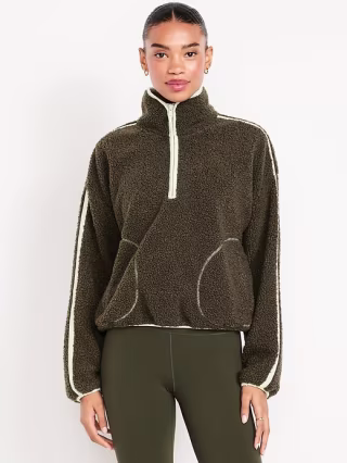 Loose Sherpa Quarter-Zip Pullover