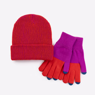 Verloop Simple Rib Beanie + Touchscreen Gloves