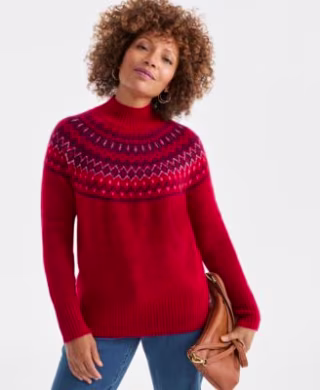 Style & Co Mock-Neck Fair Isle Sweater