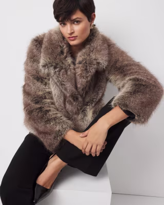 White House Black Market Faux Fur Peacoat