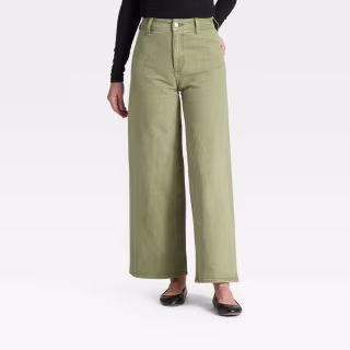 High-Rise Sailor Wide Leg Ankle Jeans