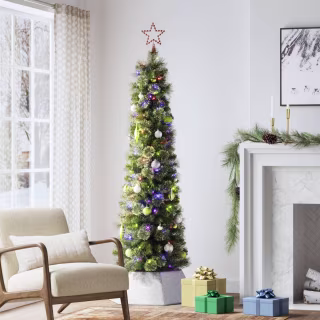 Wondershop Pre-Lit Dual Color Slim Virginia Pine Artificial Christmas Tree (6.5 Foot)