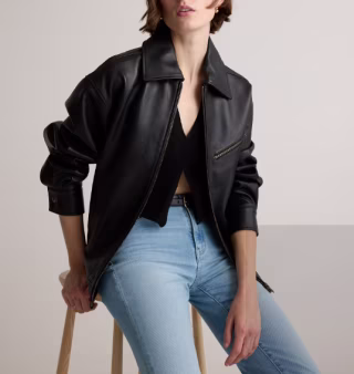 Quince 100% Leather Oversized Bomber Jacket