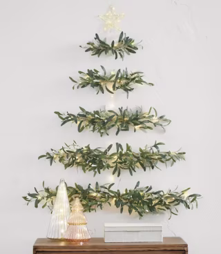 Grandin Road Pre-Lit Wall Hanging Olive Leaf Tree