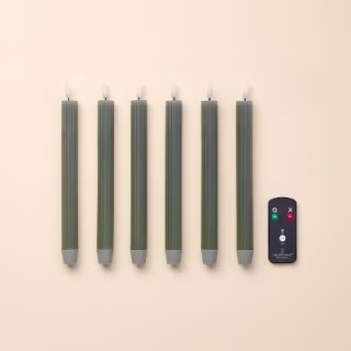 Hearth & Hand with Magnolia Ribbed Flameless Taper Candles (6 Pack)